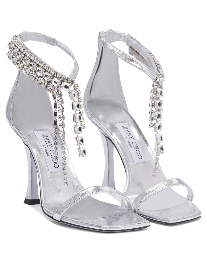 Jimmy Choo 100 Mm Sandals - Silver | 79b246d2635c51e7dd4e94d95feff8eb21ead1a9
