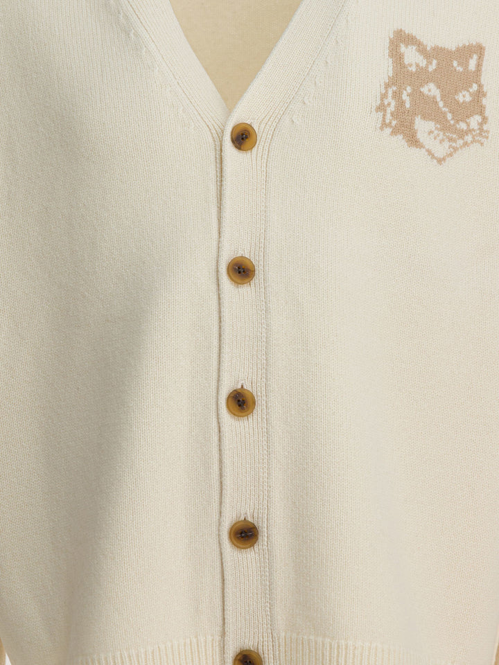 Maison Kitsuné Wool Cardigan With Fox Head Knitwear - Beige | 8a5b32b715601d328be956a1a2f68c35c219fee2