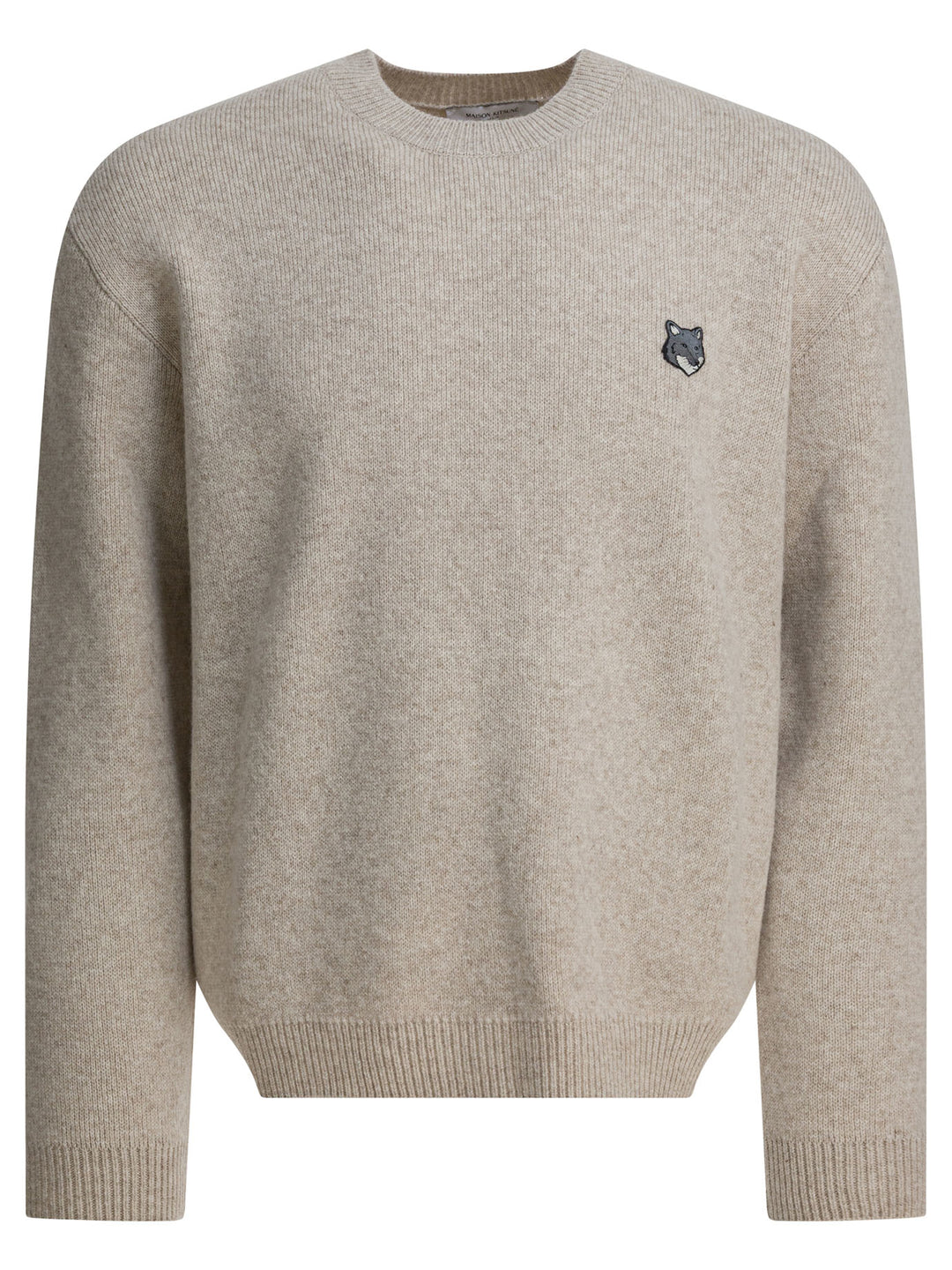 Maison Kitsuné Wool Crewneck Sweater Knitwear - Beige | cd70966559683b392ab9ad700660ed27760dfa1e