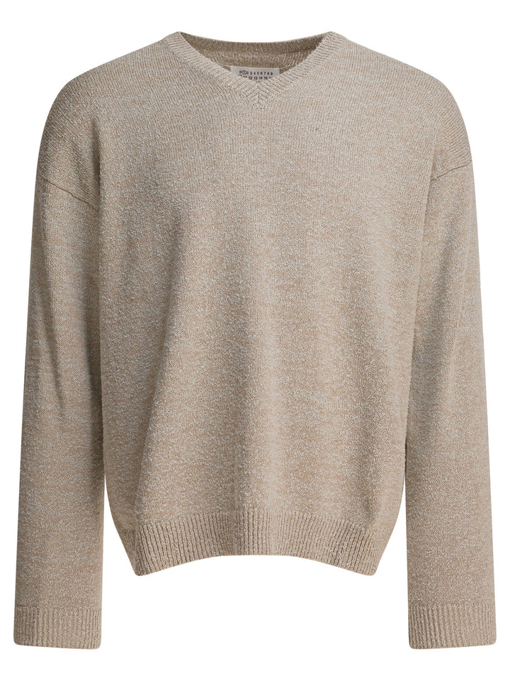 Maison Margiela Cotton Blend V-Neck Sweater Knitwear - Grey | d6c332bf63f682445c1a6997e7e86acacf9fea91