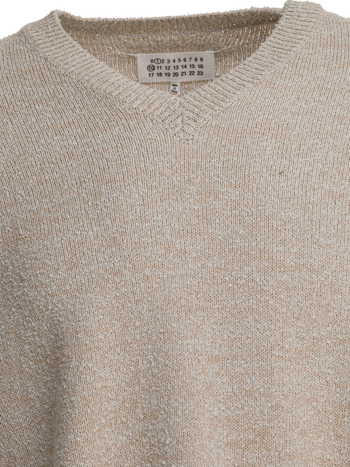 Maison Margiela Cotton Blend V-Neck Sweater Knitwear - Grey | e2bf546e4ee2837cb944e2f2c47a3cfac5e5e824