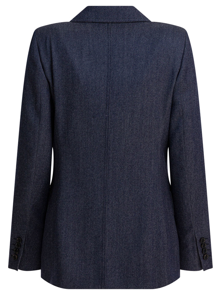 Max Mara Denim-Effect Double-Breasted Blazer Jackets and Coats - Blue | 99ceadbb738b3cb0ae48aa203e247e2b271fdb62