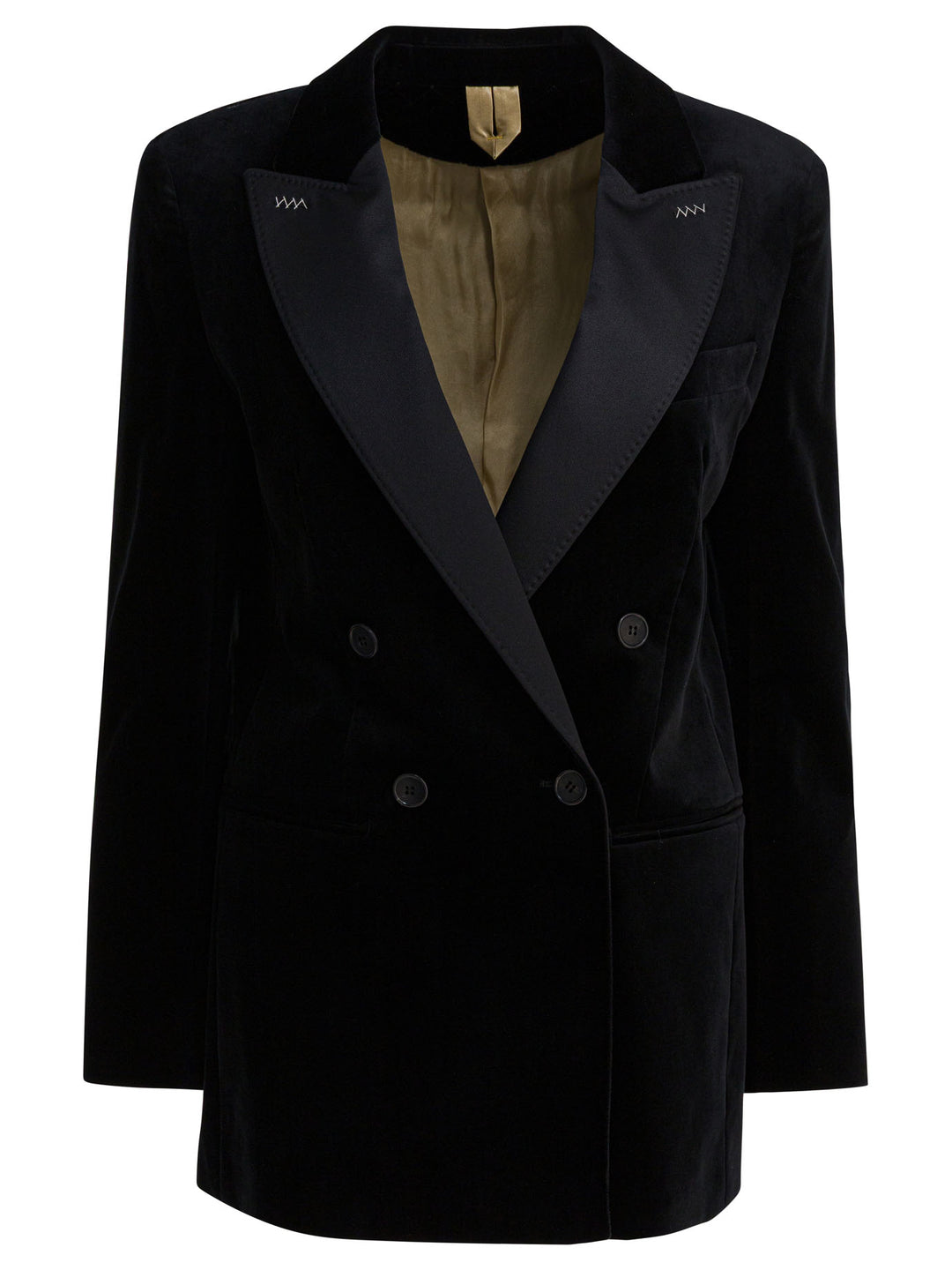 Max Mara Double-Breasted Velvet Blazer Jackets and Coats - Black | 530cf1b96d1bbd3539aef56a12831b269c0a0d78