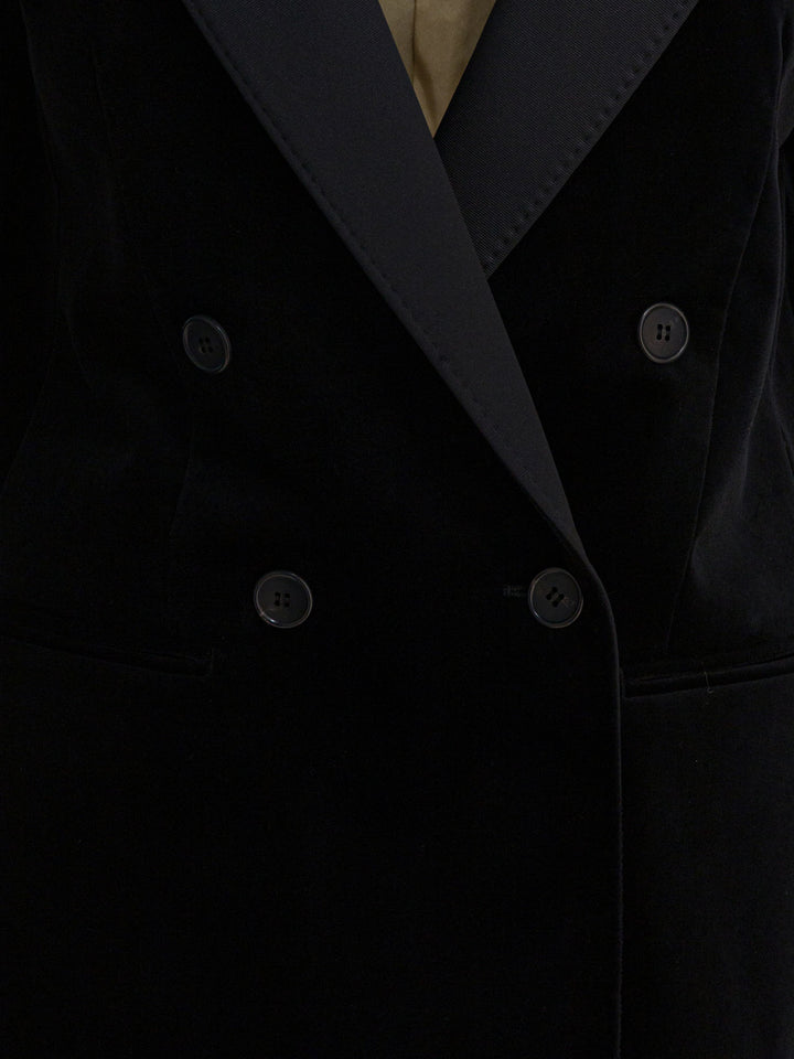 Max Mara Double-Breasted Velvet Blazer Jackets and Coats - Black | 36e3da0b01c91141c5624c6ce652a141434ab3de