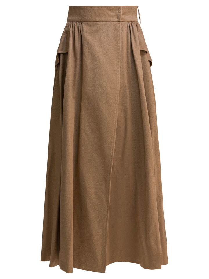 Max Mara Draped Wrap Midi Skirt Skirts - Brown | 72789f836d4ec5dac1fb257b212e415b310e7acb