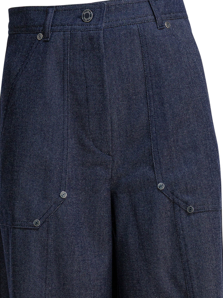 Max Mara Denim-Effect Wool Pants Trousers - Blue | 36e420a47998106657a84f682bd03aab652bc7a9