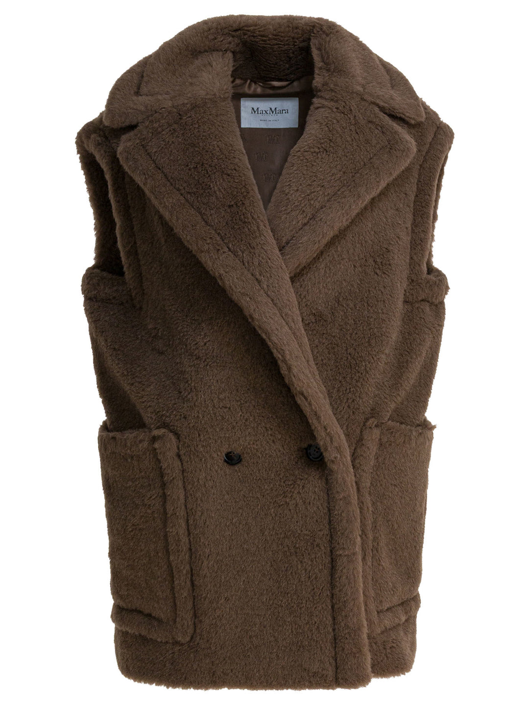 Max Mara Sleeveless Teddy Jacket In Alpaca And Wool Jackets and Coats - Brown | e49fb64d57e04d2e65becdc5d9f2e22320a57918