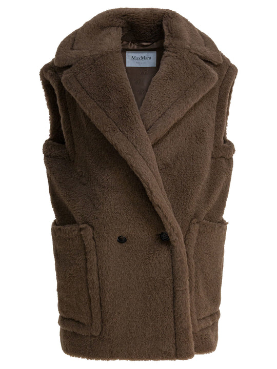 Sleeveless Teddy Jacket In Alpaca And Wool Jackets And Coats Brown