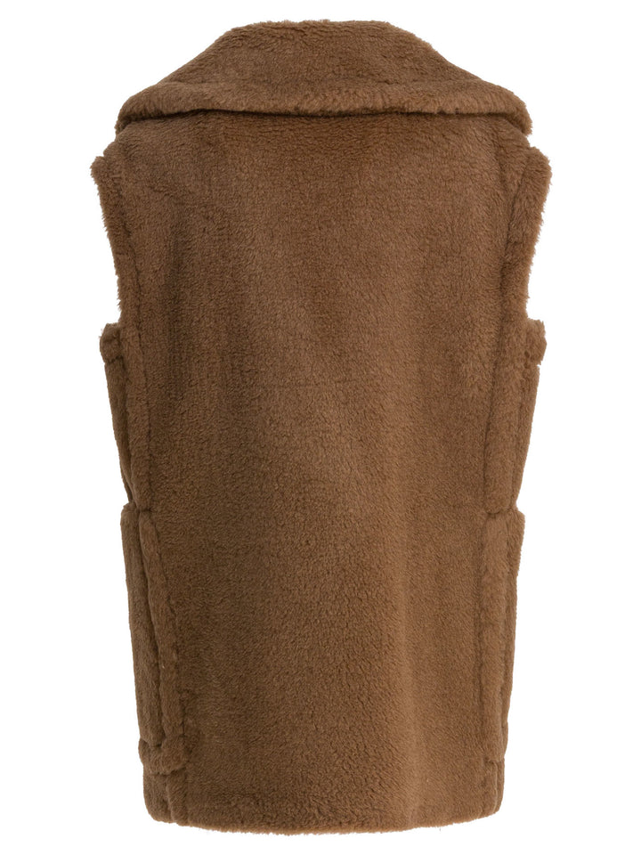 Max Mara Double-Breasted Sleeveless Jacket In Teddy Jackets and Coats - Brown | 17feb76864f1a61c085bc121097866cf54eec92e