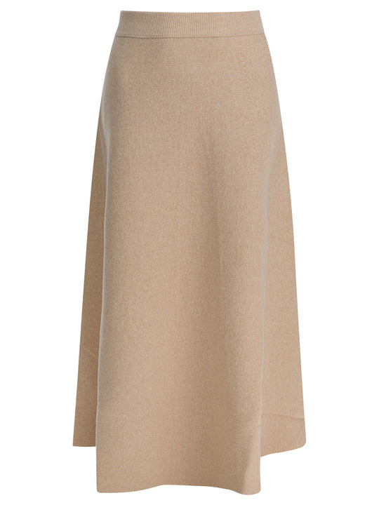Wool And Cashmere Flared Skirt Skirts Beige