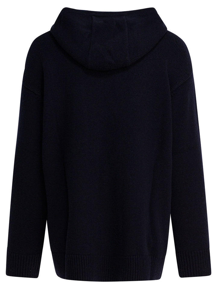 Max Mara Wool And Cashmere Hooded Sweater Knitwear - Blue | 97faf05f6e5a6966e9343f16547ad4854f0e7441