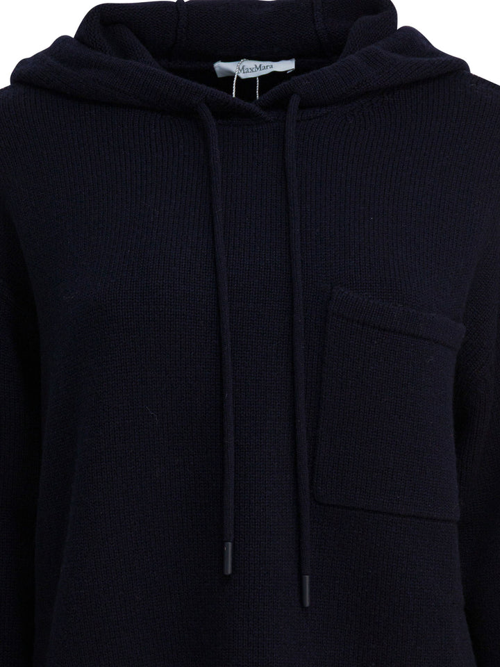 Max Mara Wool And Cashmere Hooded Sweater Knitwear - Blue | 2f934da33721b2722dd92aae26f766765d2c1b6b