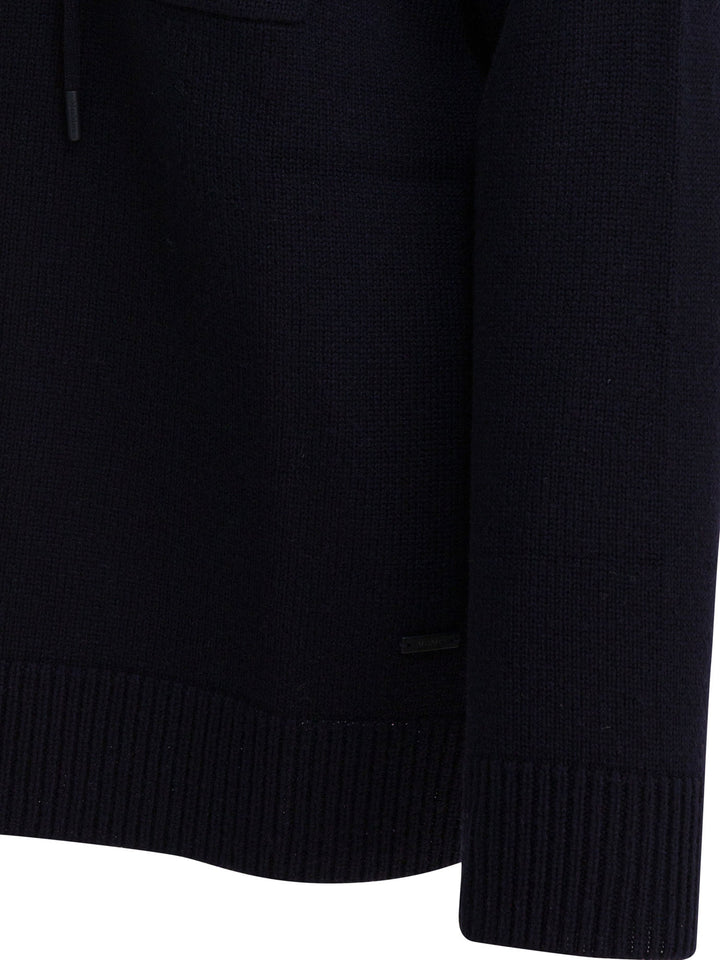 Max Mara Wool And Cashmere Hooded Sweater Knitwear - Blue | b6b73f914f59281e19708db0f18e3db895698cc4