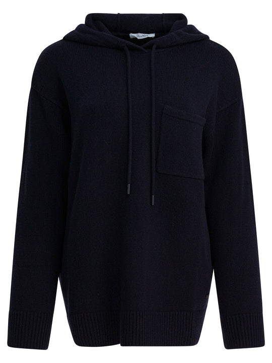 Wool And Cashmere Hooded Sweater Knitwear Blue