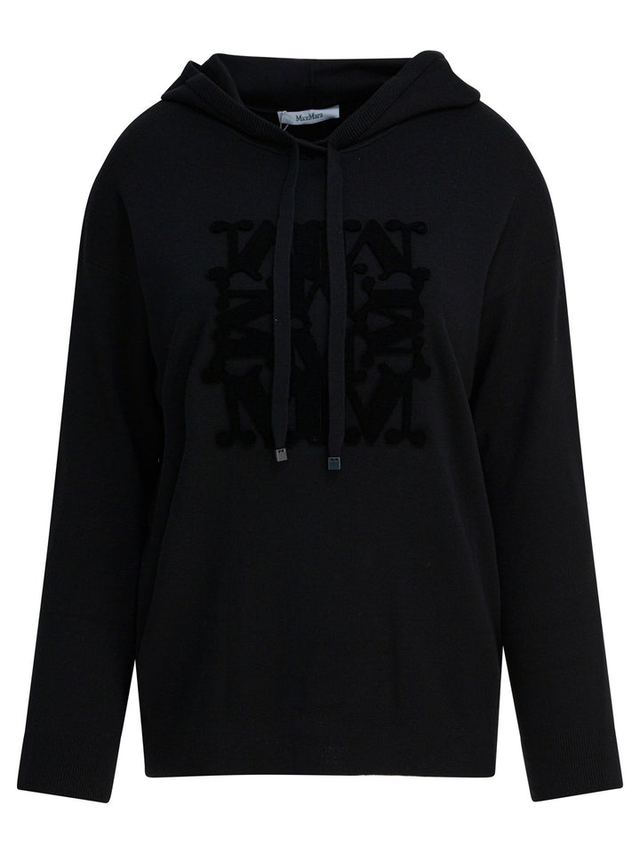 Max Mara Virgin Wool Hooded Sweater Knitwear - Black | 28a09a463528f2e10a9b2c9ebb8b216dae8f4715