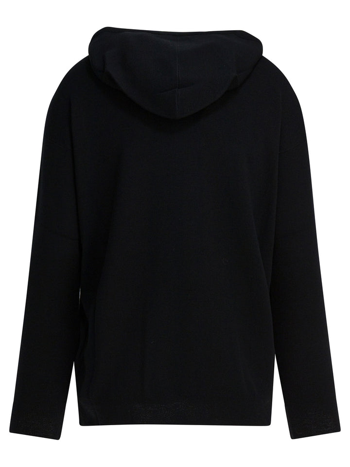 Max Mara Virgin Wool Hooded Sweater Knitwear - Black | c56c2e22712591d3c680e437bd7b60e1c8187a08