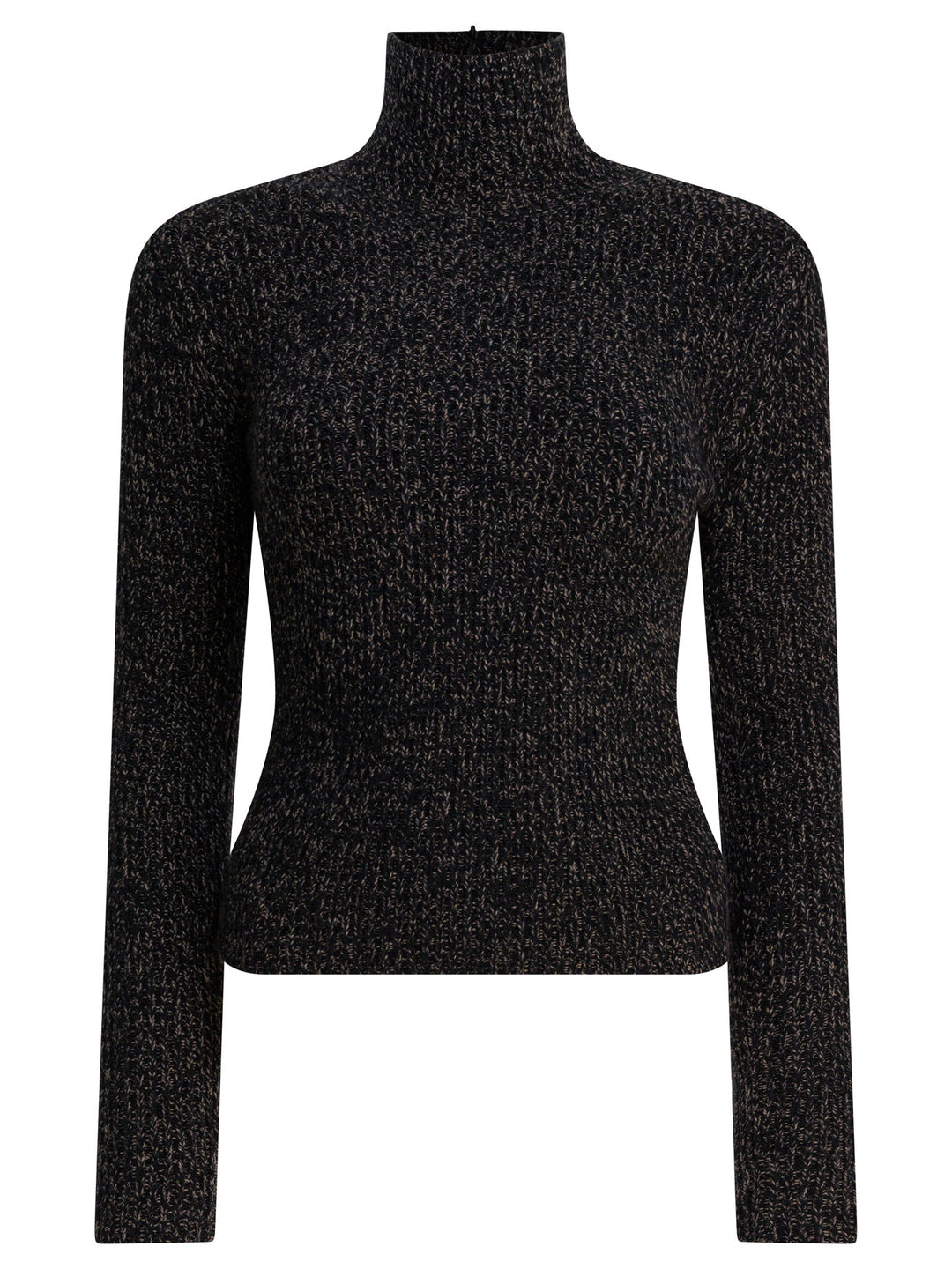 Max Mara Wool And Cashmere Mouliné Turtleneck Sweater Knitwear - Black | f0d676b2eecdb8cbc408d9883e22e48b0521fe78