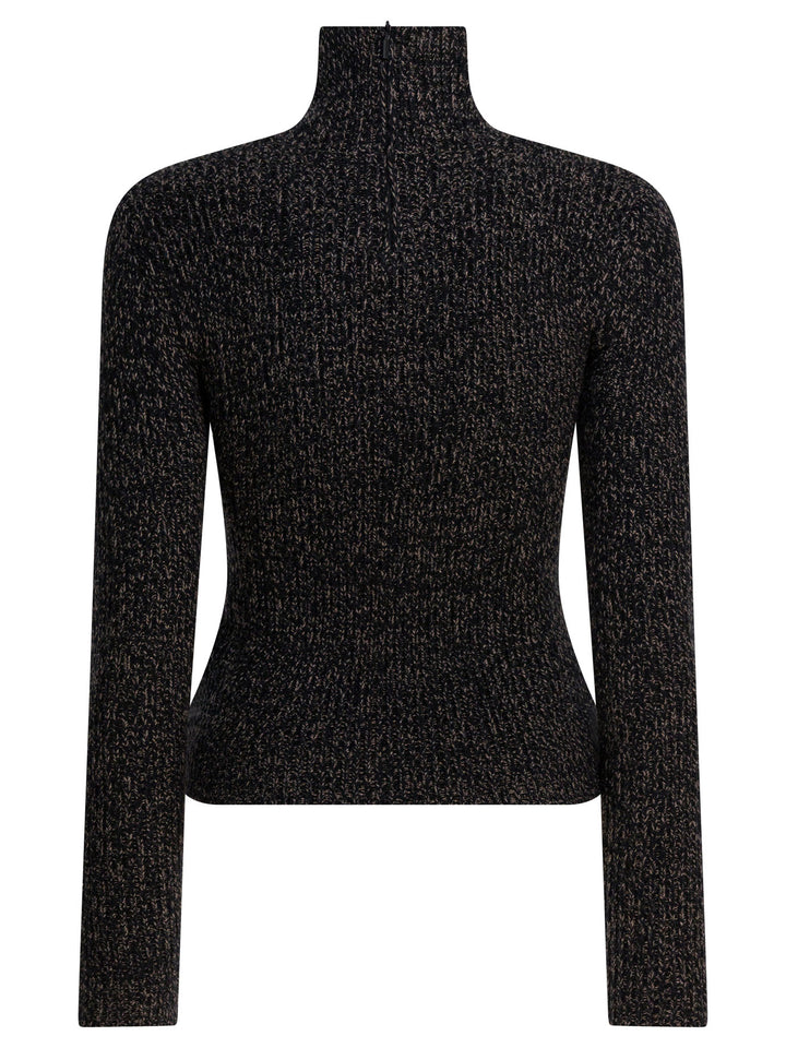 Max Mara Wool And Cashmere Mouliné Turtleneck Sweater Knitwear - Black | 9a96686c5ebb9a0dc6ef3bfb959682ad0360aed0