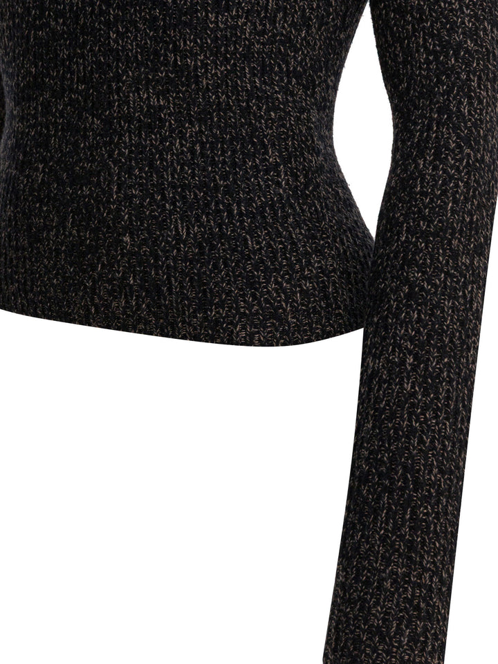 Max Mara Wool And Cashmere Mouliné Turtleneck Sweater Knitwear - Black | 06242f71fac139efff14f84d2fcac7553ee50f87