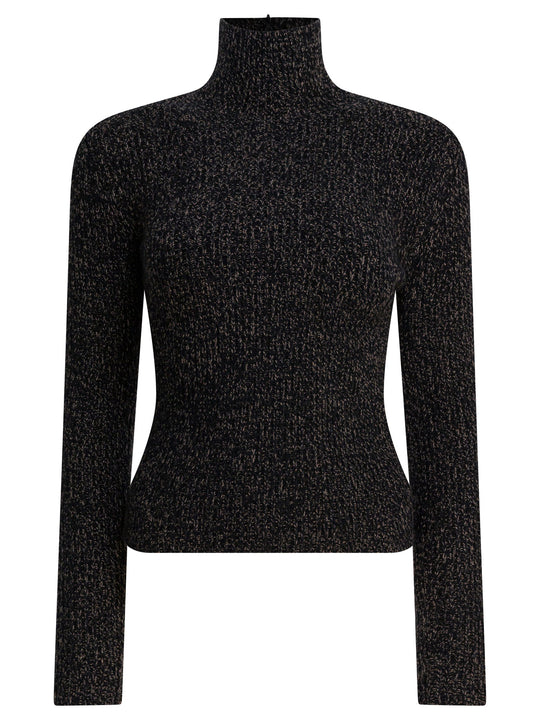 Wool And Cashmere Mouliné Turtleneck Sweater Knitwear Black