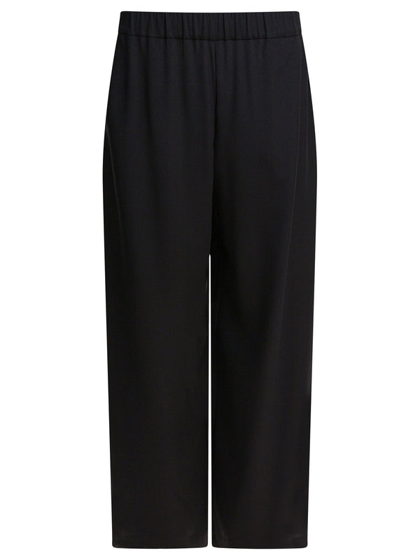 Wide Silk Pants Trousers Black