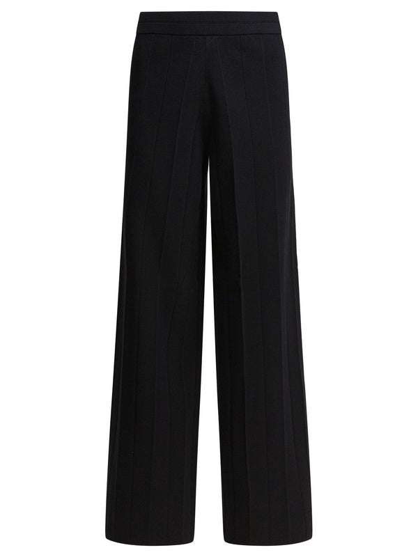 Wide Knit Pants Trousers Black