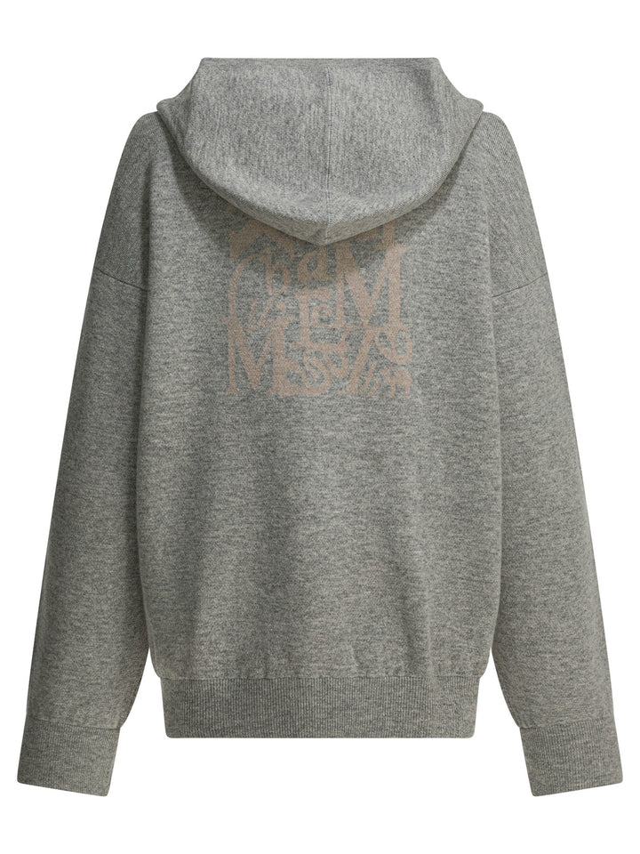 Max Mara S Wool And Cashmere Zipper Sweater Knitwear - Grey | e8b8038340c9d914bc985b0d8e865ae56ad28a35