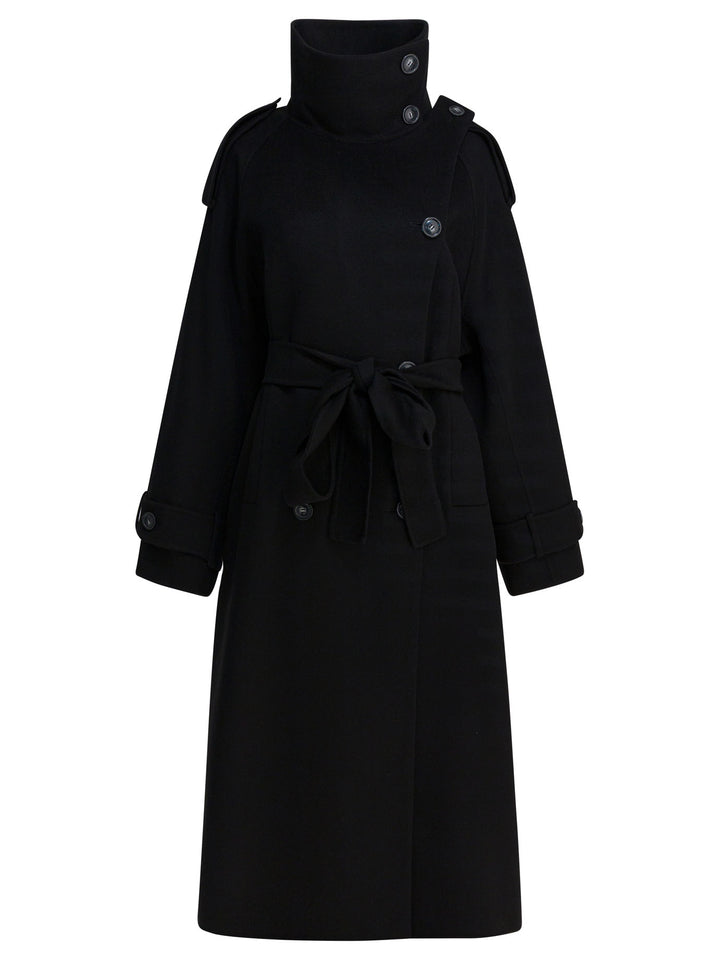Max Mara Sportmax Virgin Wool Long Coat Jackets and Coats - Black | 2d1cd1de4da0d73a58562b5f6b4c578e05a9ef3c