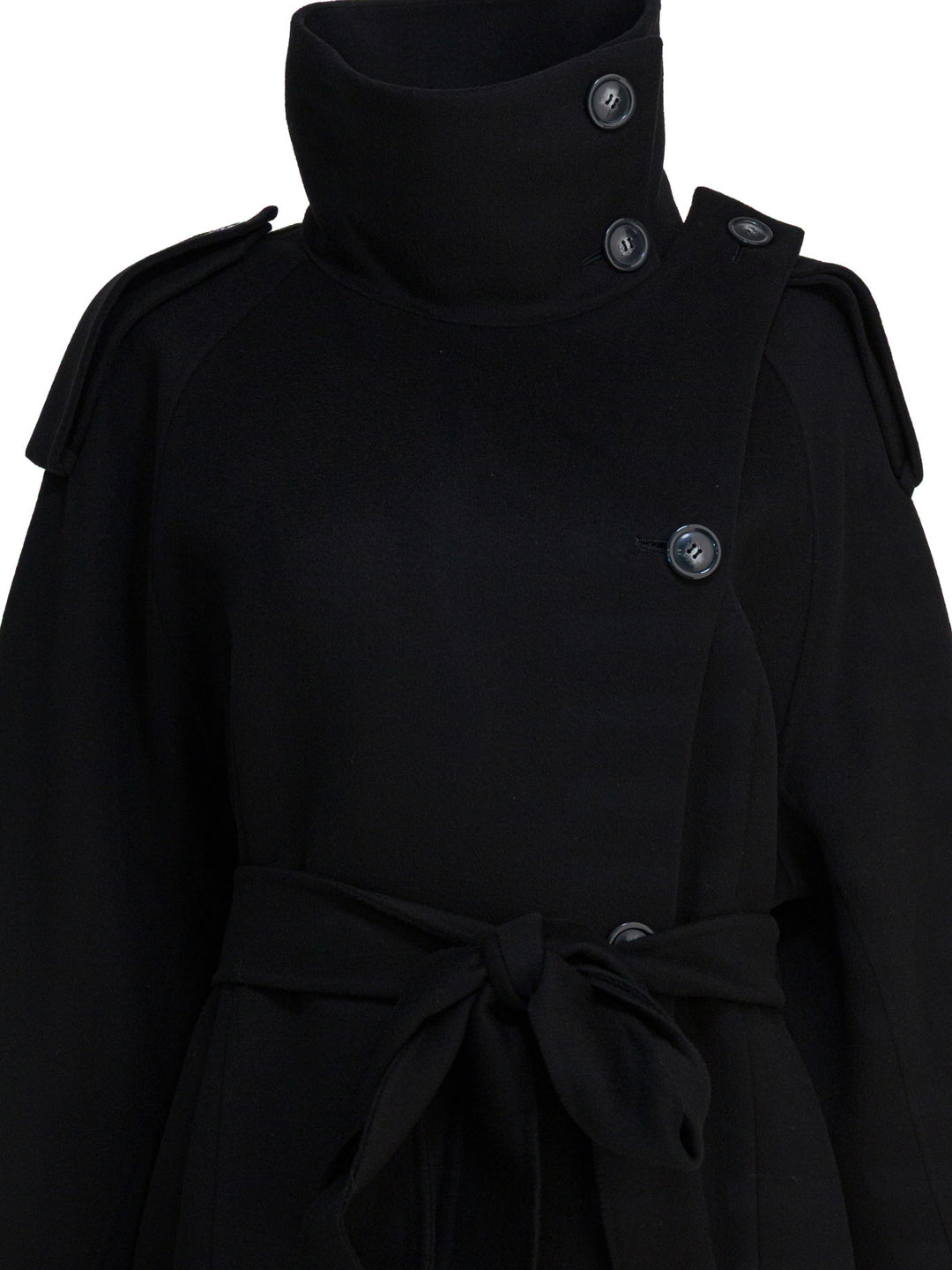 Max Mara Sportmax Virgin Wool Long Coat Jackets and Coats - Black | 7f813f6f5c7091fea123575d8ad3d4d748a4c61b
