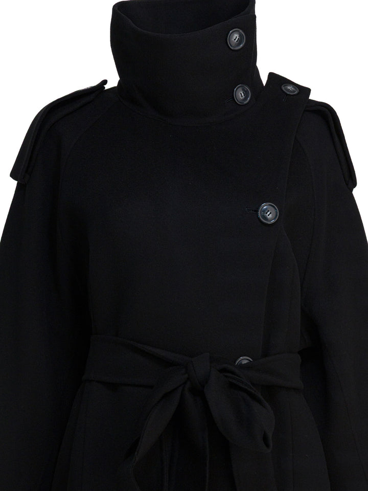 Max Mara Sportmax Virgin Wool Long Coat Jackets and Coats - Black | 7f813f6f5c7091fea123575d8ad3d4d748a4c61b