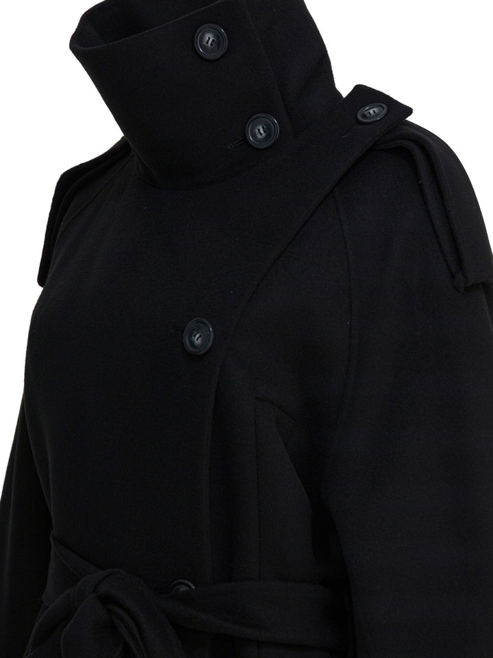 Max Mara Sportmax Virgin Wool Long Coat Jackets and Coats - Black | 7ee95ca7d78f4dc4f2b063520fe7bedfdf62bbdc