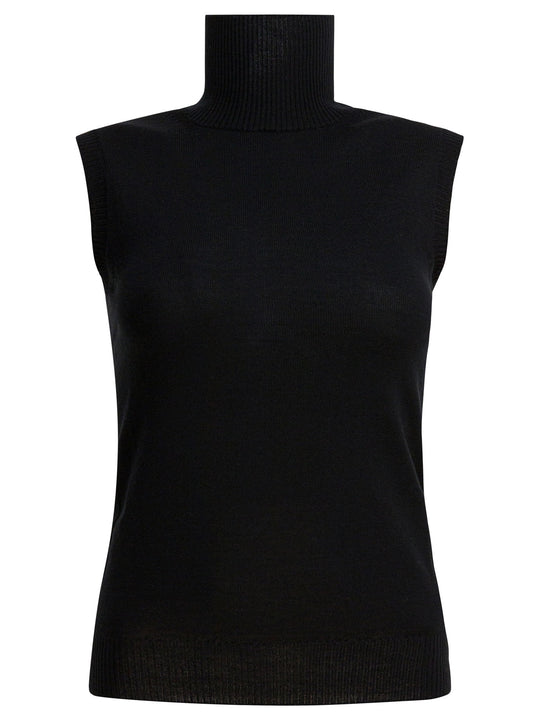 Mock Neck Sleeveless Knitwear Black