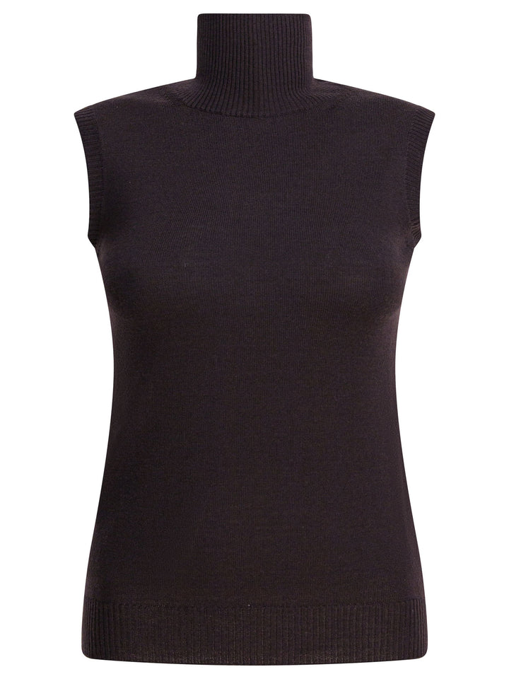 Max Mara Sportmax Mock Neck Sleeveless Knitwear - Brown | 0aa6ae794d00d0f4daebc08f68acae4c148737f3