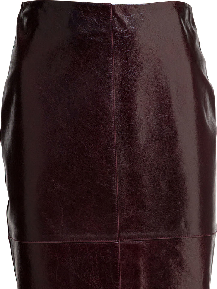 Max Mara Sportmax Leather Midi Skirt Skirts - Bordeaux | 0fec90dec7f754c986b766512e8e70a19a387885