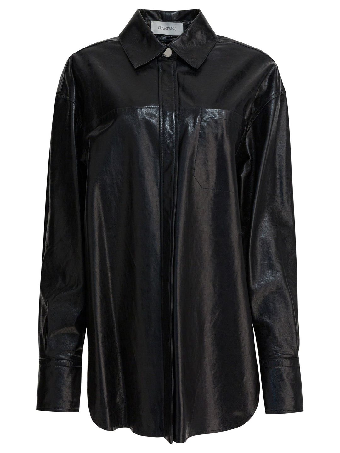 Max Mara Sportmax Leather Shirt Shirts - Black | 7c54f8fcc9145174c1021bf7210c1ee31052380b