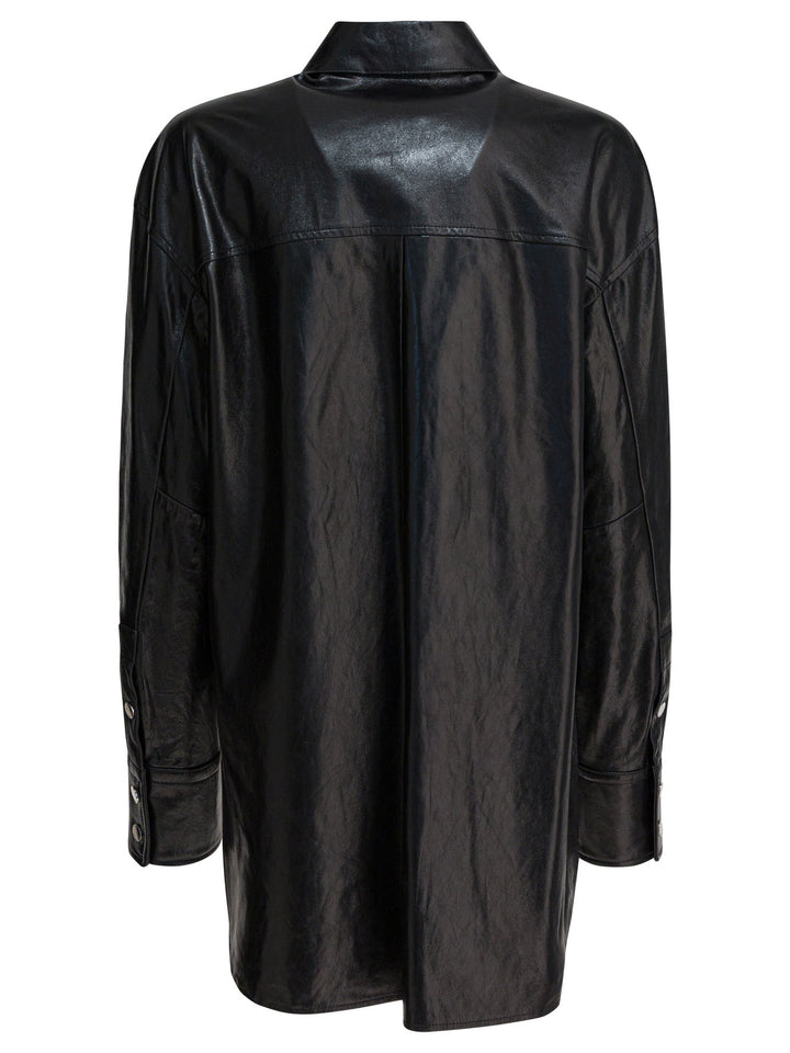 Max Mara Sportmax Leather Shirt Shirts - Black | 290b084562598ce33c2ab5aa6d985f1e0b4dd108
