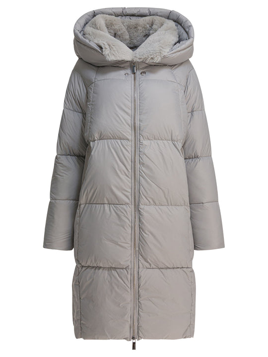Long Down Jacket With Over Hood Jackets And Coats Grey