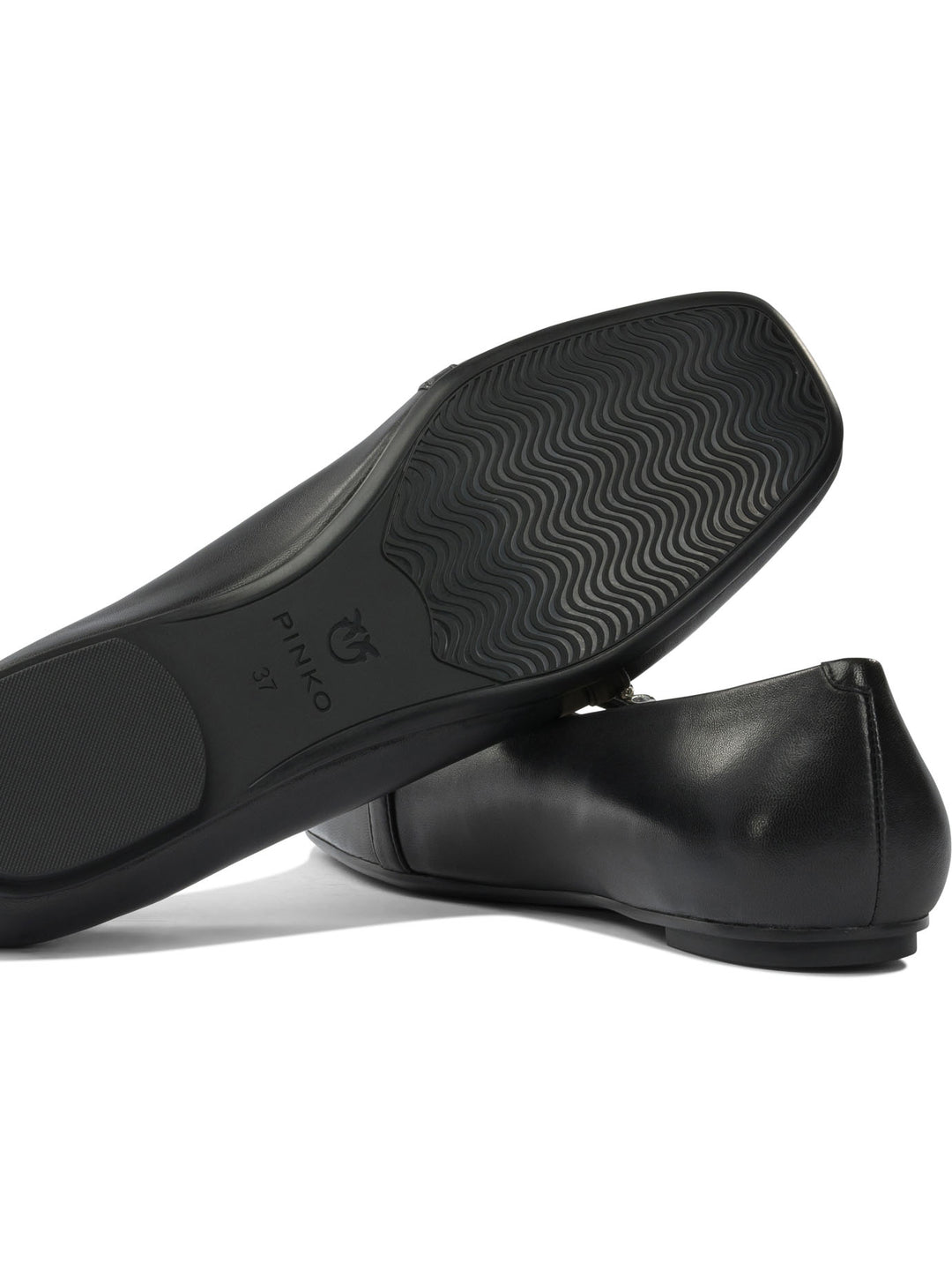 Pinko Leather Ballet Flats With Square Toe Ballerinas - Black | 73c438ba753650413730d6c8bbfa517afa6e8223