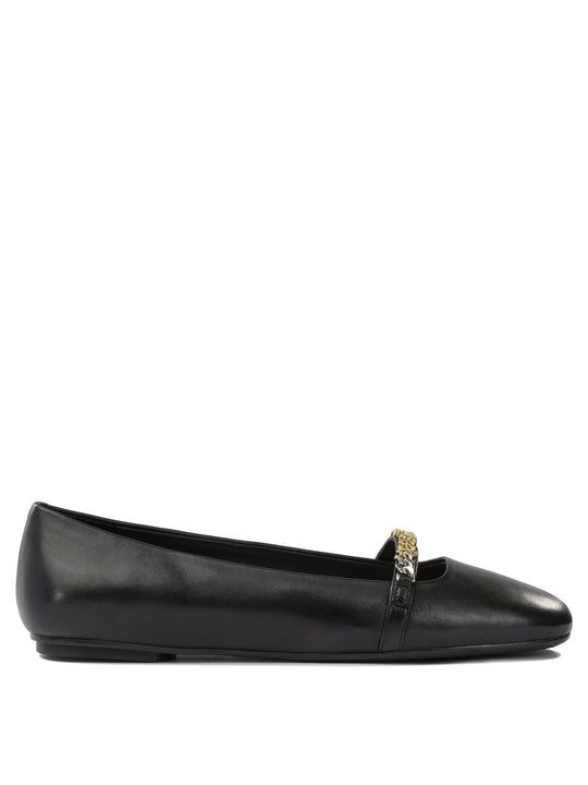 Leather Ballet Flats With Square Toe Ballerinas Black