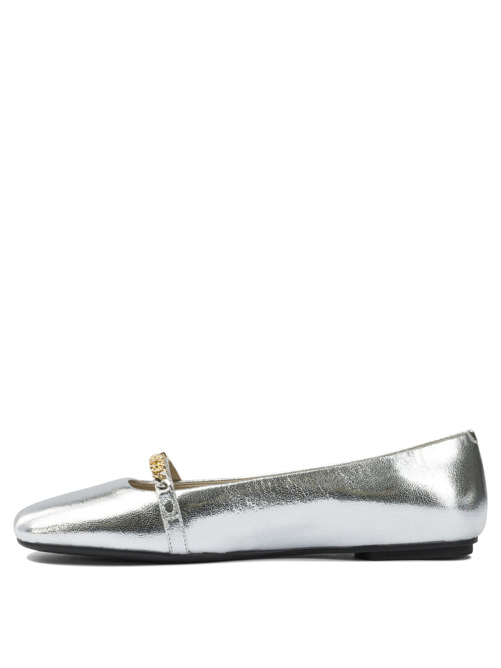 Pinko Leather Ballet Flats With Square Toe Ballerinas - Silver | daaf6ffee8c3d303f080198df9735a22ba425609