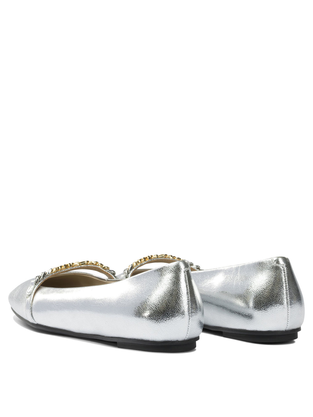 Pinko Leather Ballet Flats With Square Toe Ballerinas - Silver | 9b6b9e427c0c65705177689b5f76b62d7747ce4f