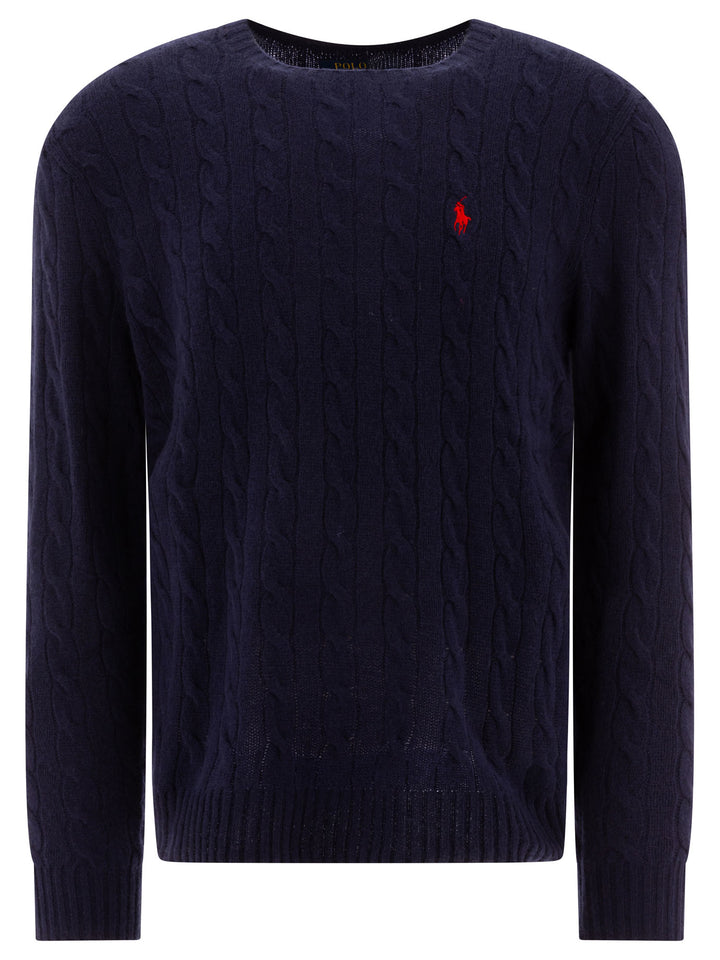 Polo Ralph Lauren Wool And Cashmere Crewneck Sweater With Logo Knitwear - Blue | 0673d62ed8afccc4ebf65bec7d9494a3deb0d25e