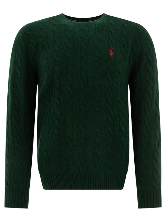 Wool And Cashmere Crewneck Sweater With Logo Knitwear Green