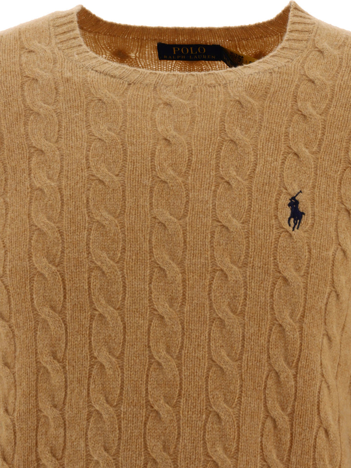 Polo Ralph Lauren Wool And Cashmere Crewneck Sweater With Logo Knitwear - Beige | 715a62da4260cc911ce3220cc711411632ef41af