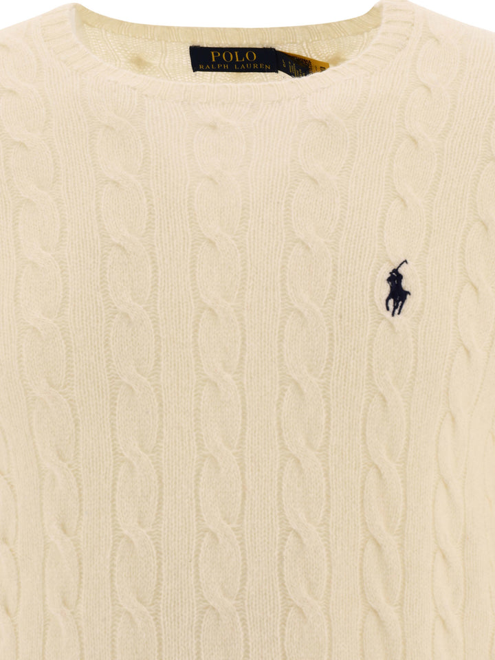Polo Ralph Lauren Wool And Cashmere Crewneck Sweater With Logo Knitwear - White | 99accebddd9666f9c4ec10c5bcb1defb6c9ee44f