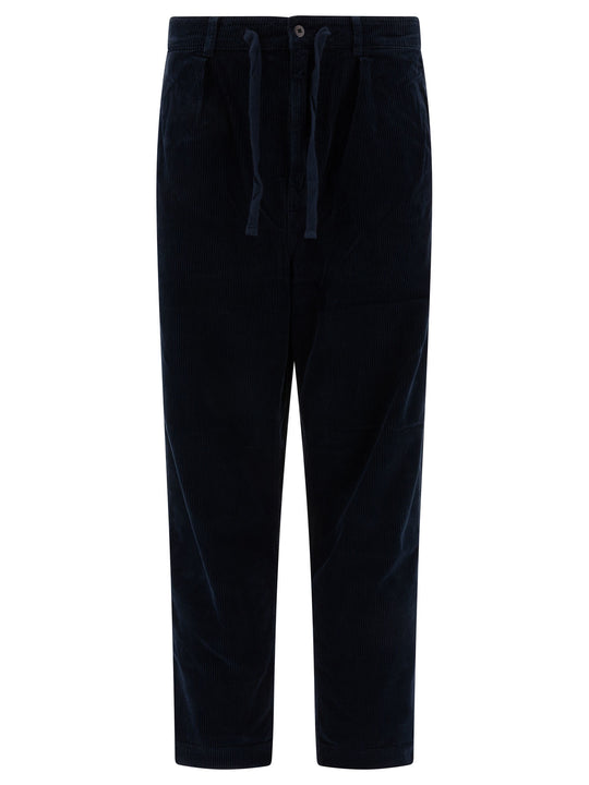 Pleated Corduroy Trousers Blue