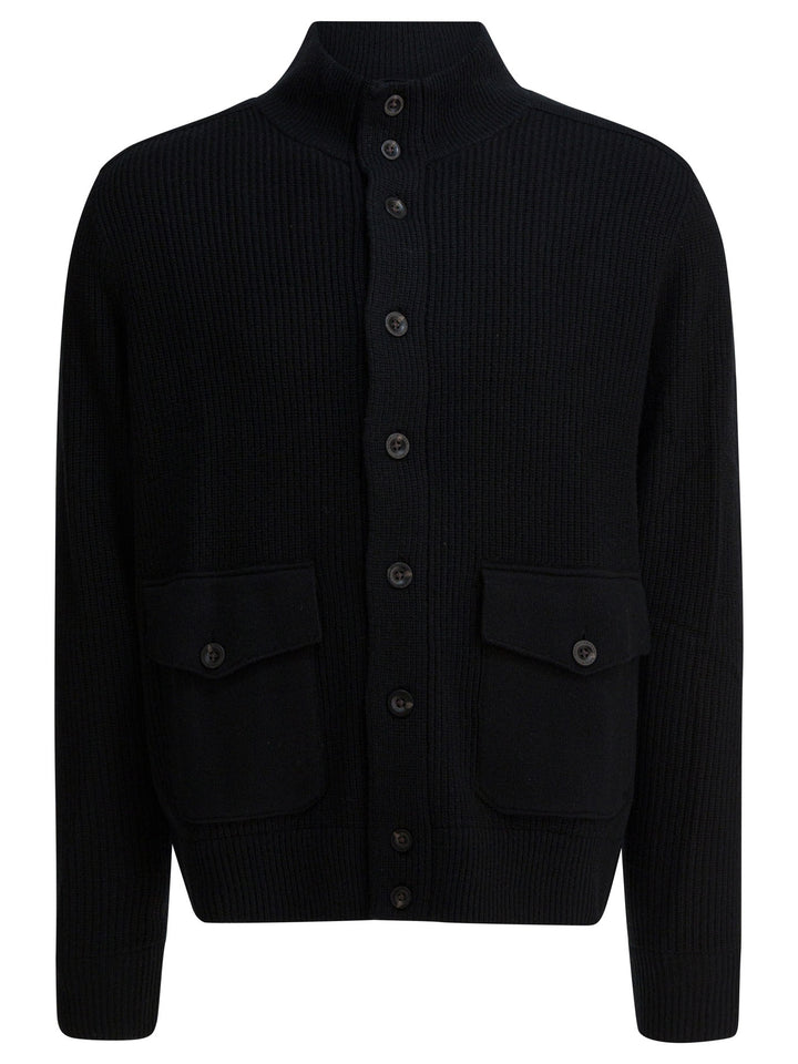 Polo Ralph Lauren Wool Cardigan With Mock Neckline Knitwear - Black | 6b3128872e403a25e725ed535bb171c66b1f540f