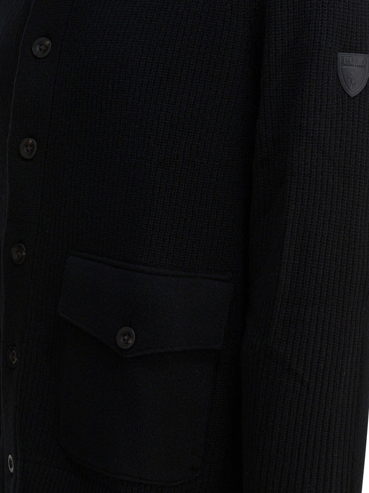 Polo Ralph Lauren Wool Cardigan With Mock Neckline Knitwear - Black | 3bf2148f0435c0d179b98db68a81d7df01523202