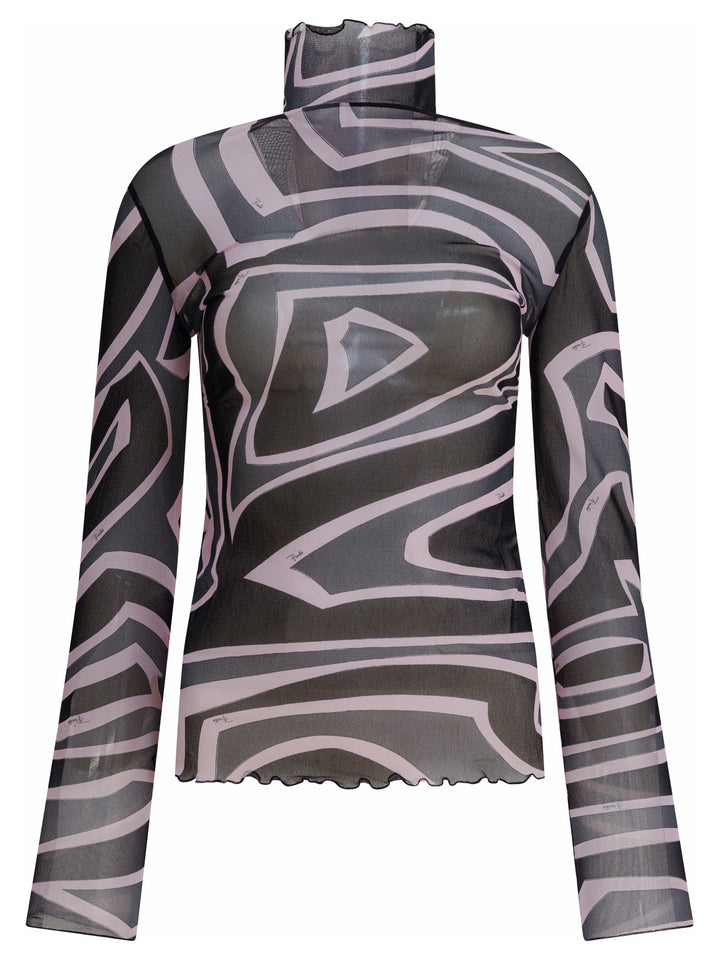 Pucci Labirinto Print Tulle T-Shirt T-shirts - Black | 17f6033bfa6b778d6f9c00a0bd488b4f211fe85f