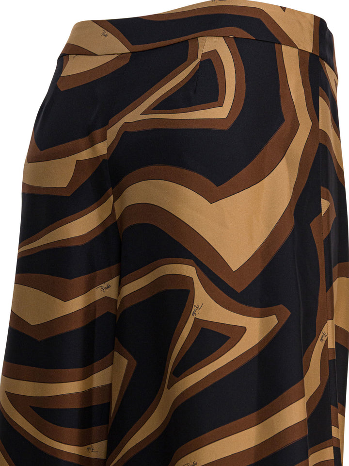 Pucci Labirinto Print Silk Wide Pants Trousers - Black | 404c6466fc1687508136062a14fc6976efbc5305